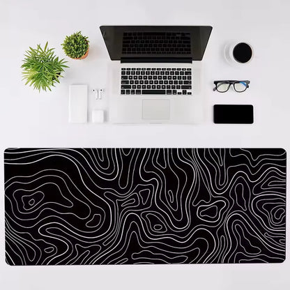 1Pcs Gaming Mouse Pad Large Keyboard Pad 31.5 X 11.8In Topographic Mouse Pad Black and White Mouse Pad for Keyboard with Anti-S